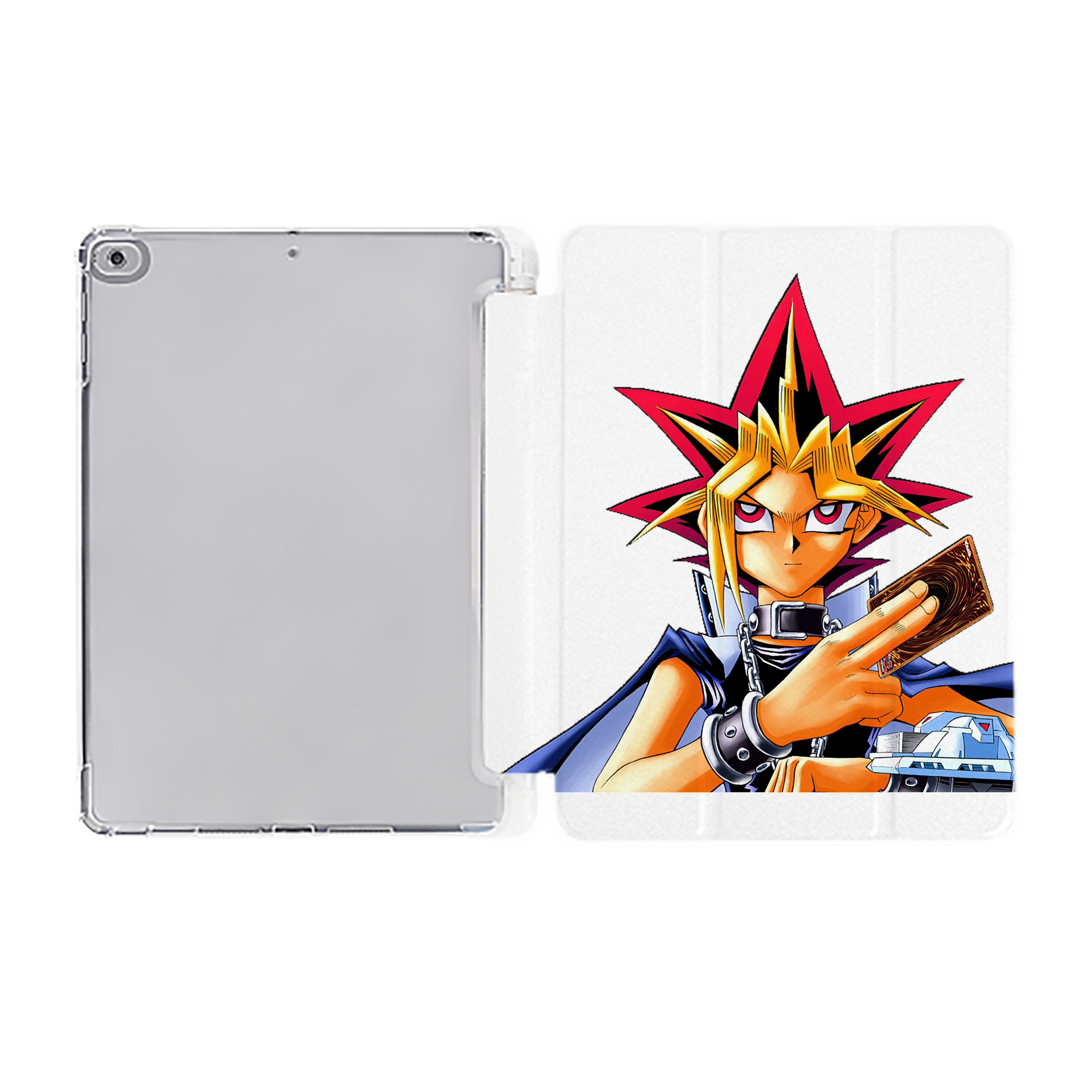 （画像用） 遊☆戯☆王 Yu-Gi-Oh! IPad ケース ペン収納付き 三つ折りスタンド PUレザー×シリコン 対応機種9.5/10.5/10.9インチ